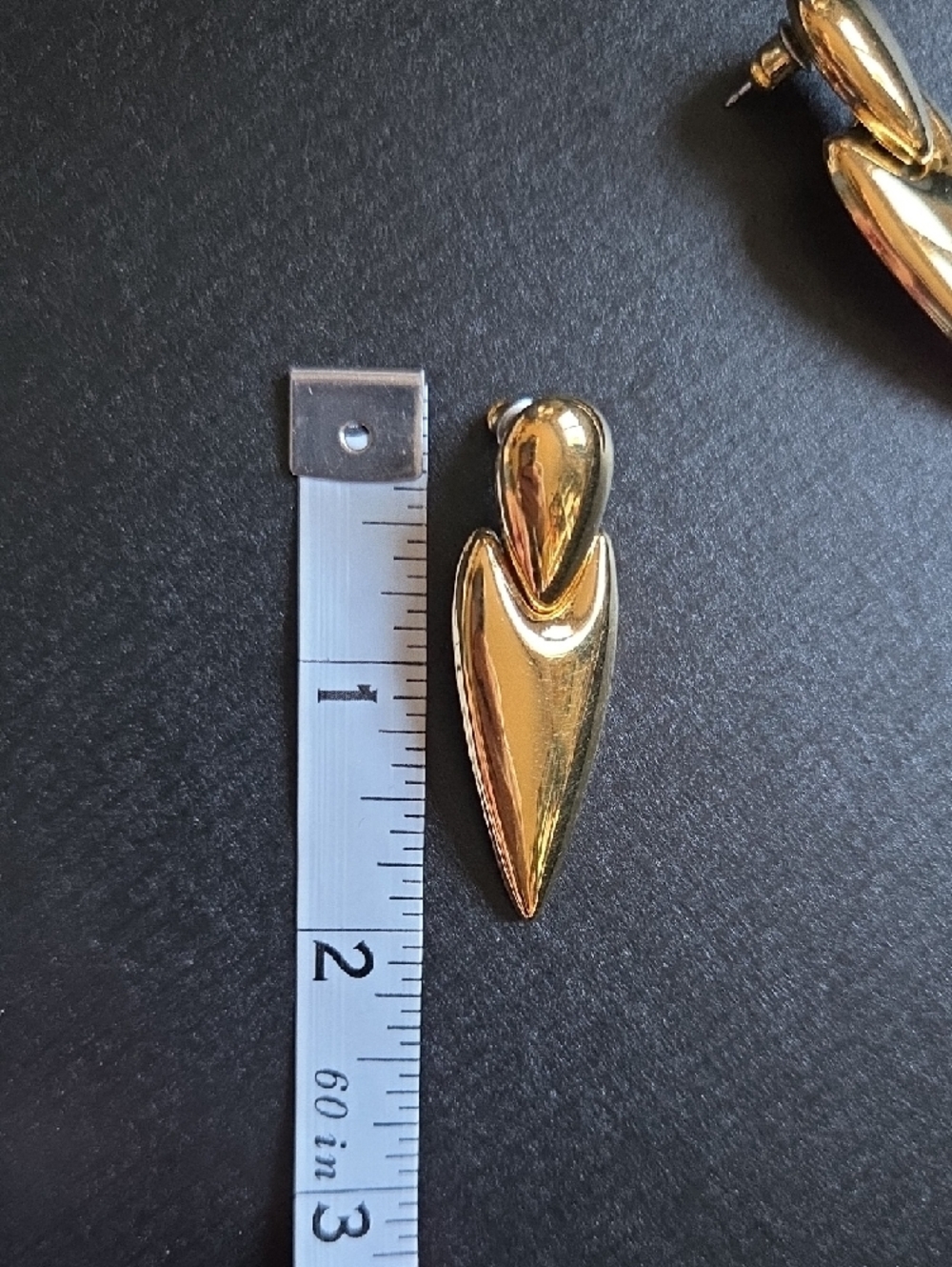 Vintage Gold-Tone Sculptural Drop Dangle Earrings - Picture 6 of 6